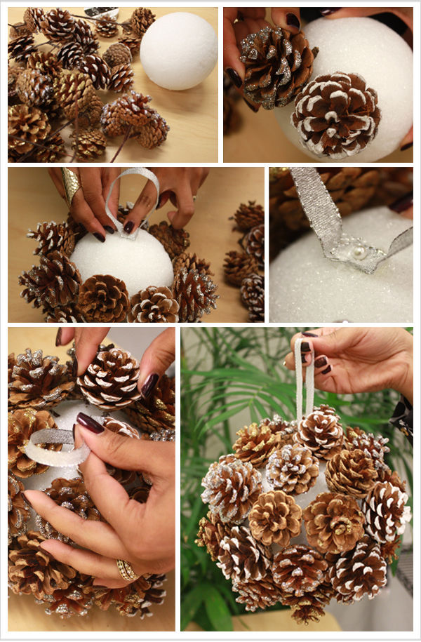 DIY Pine Cone Pom Poms