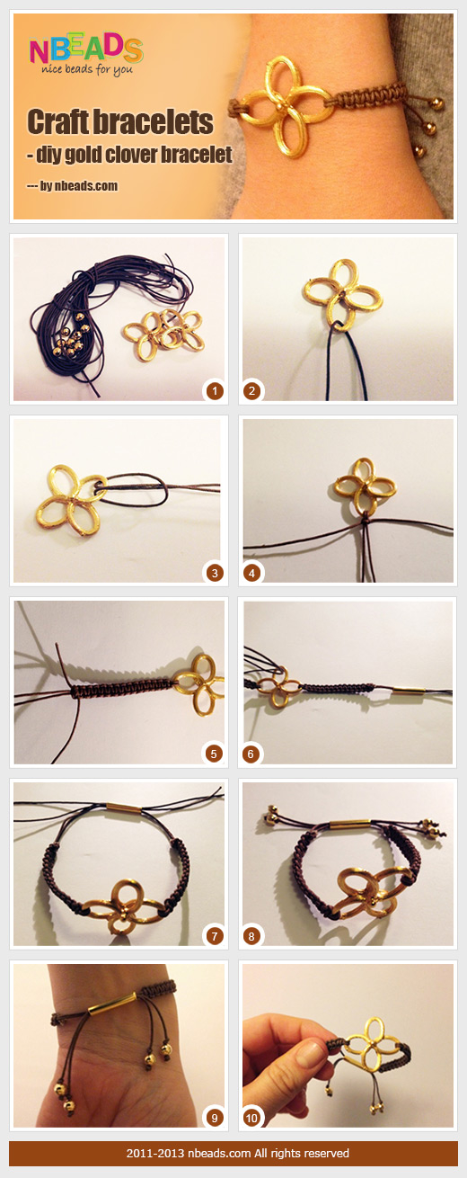 Craft Bracelets - DIY Gold Clover Bracelet