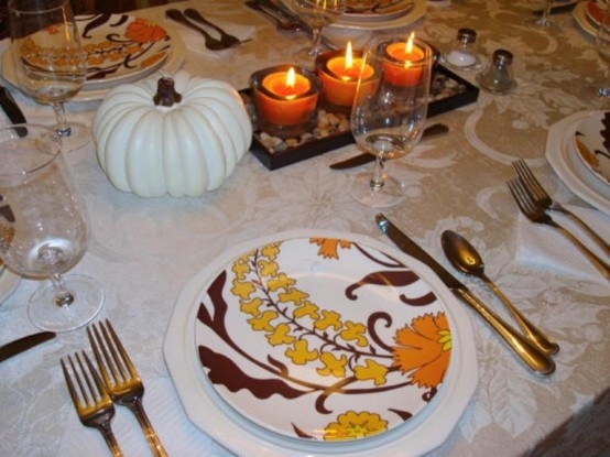 Pumpkins and Candles Table Pumpkins and Candles Table