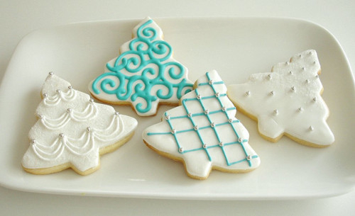 Blue and white Christmas cookies