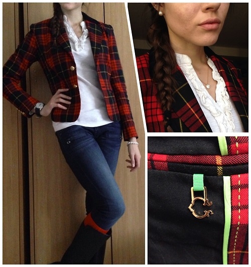 Plaid blazer and braid Plaid blazer and braid