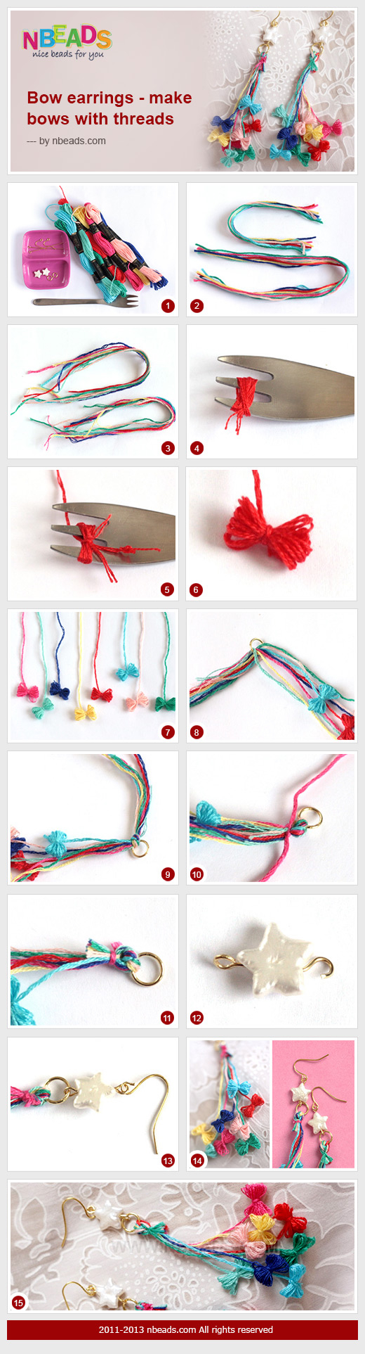 Bow earrings - Make Bows with Threads