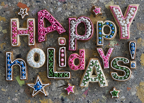 Happy holidays cookie sign