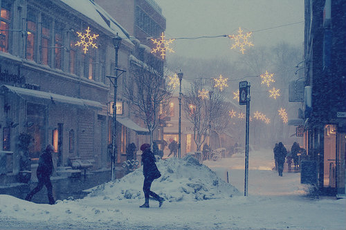 Walking the snowy streets Walking the snowy streets