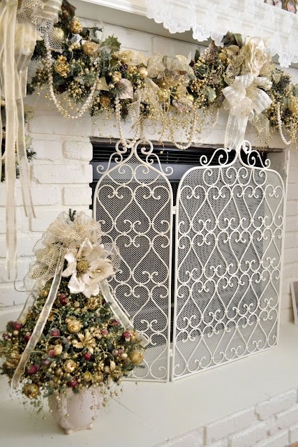 Wintry fireplace