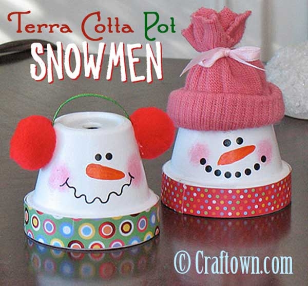 Terra cotta pot snowmen
