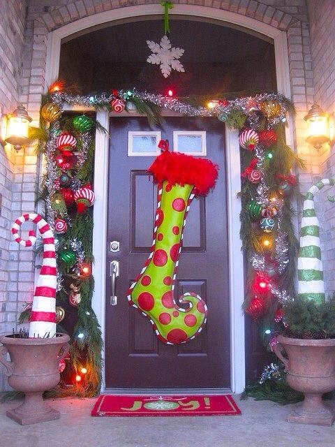 Front Entrance Decorated for Christmas