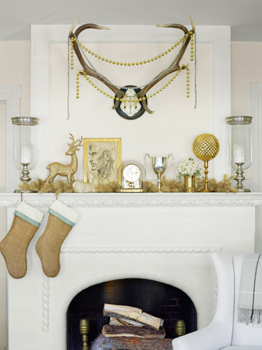 A golden fireplace