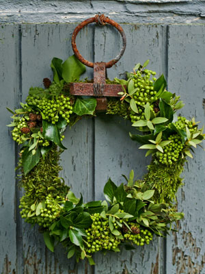 Moss, ivy and eucalyptus wreath