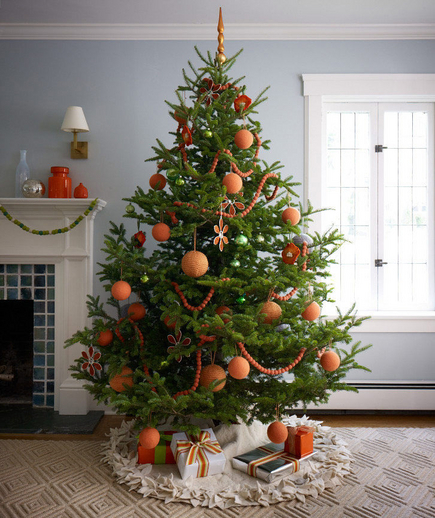 Modern tangerine christmas tree