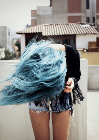 Messy blue hair