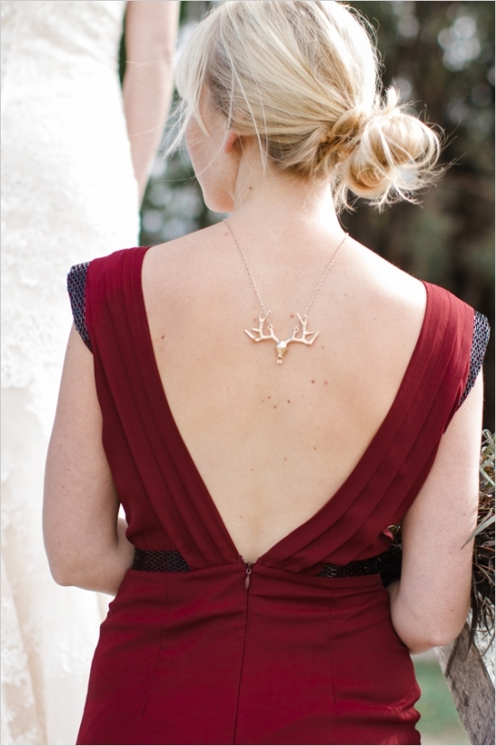 Bridesmaid with deer necklace 