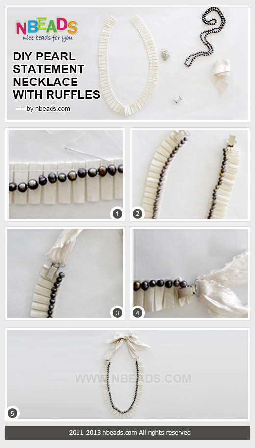 DIY Pearl Statement Necklace with Ruffles