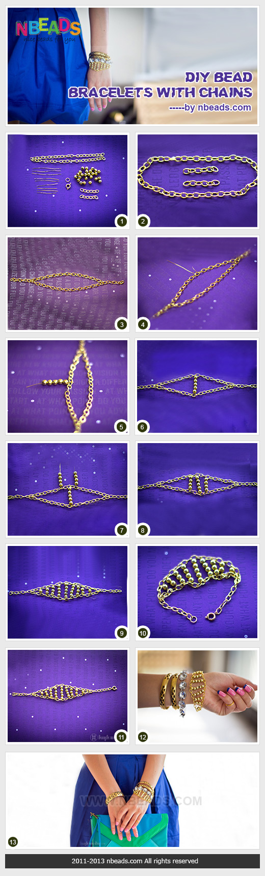 DIY Bead Bracelets with Chains