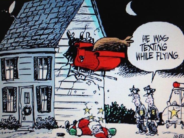 Santas texting while driving Santas texting while driving