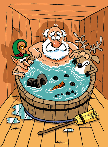 Frosty in the hot tub