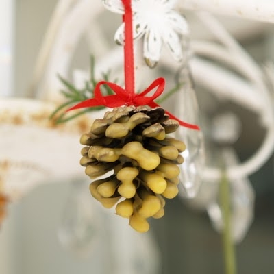 DIY Wax Pine Cone Ornaments