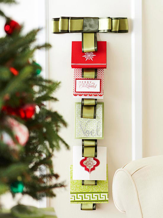 Ribbon Christmas Card Hanger Ribbon Christmas Card Hanger