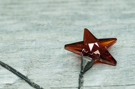 Red Magma Crystal Star Necklace by:-DevikaBox 