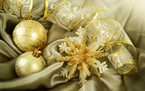 Golden glitter ornaments