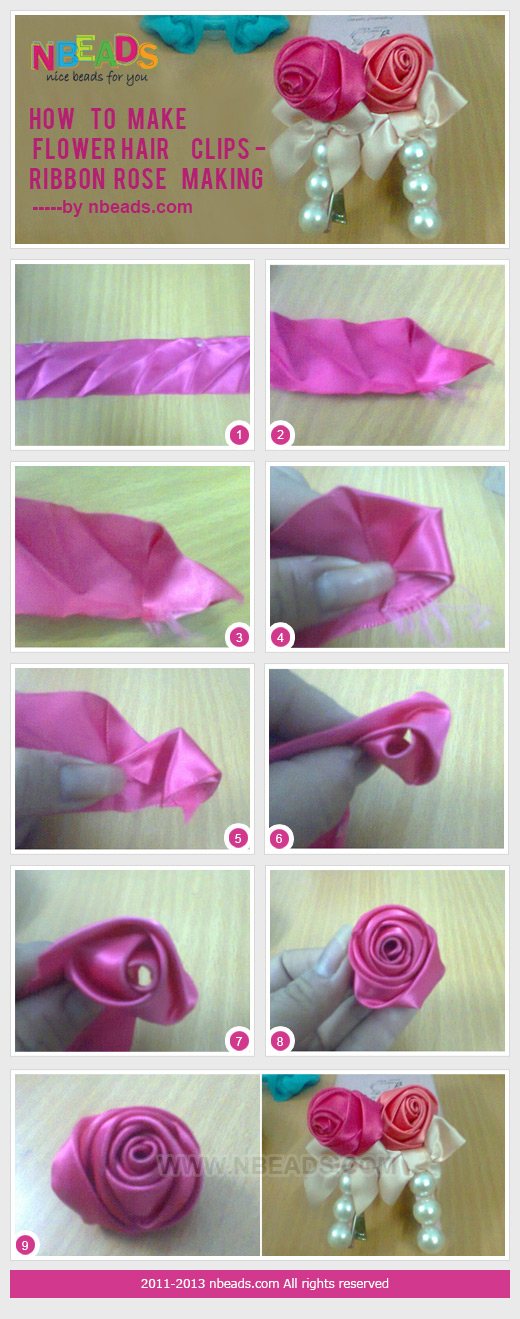 How to Make Flower Hair Clips - Ribbon Rose Making How to Make Flower Hair Clips - Ribbon Rose Making