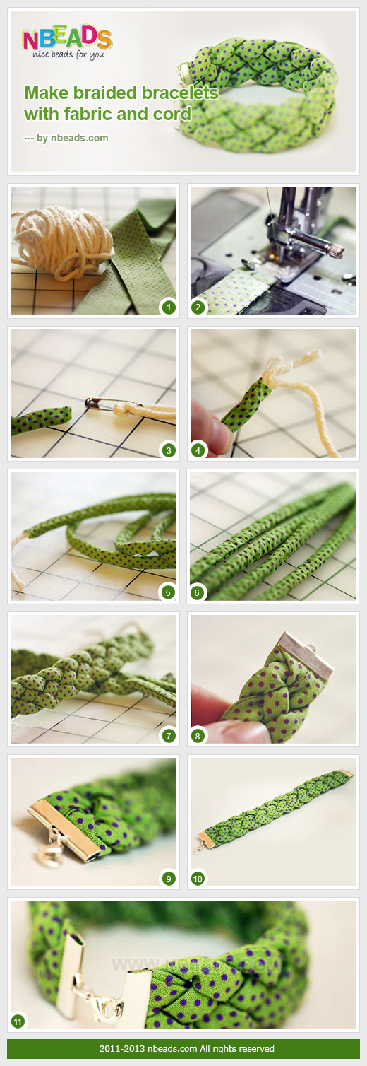 Make Braided Bracelets with Fabric And Cord
