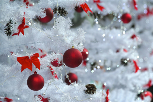 White tree with baubles White tree with baubles