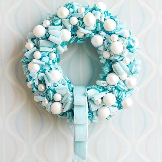 Elegant blue and white wreath