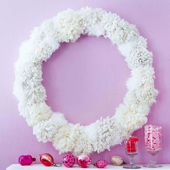 Frosty pom pom wreath