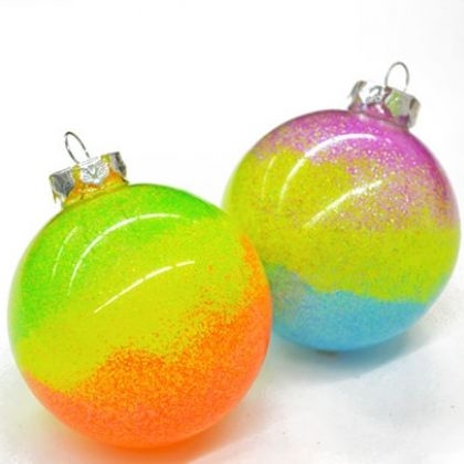 Neon Swirl Glitter Ornaments