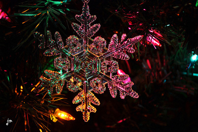 Colorful glitter snowflake ornament