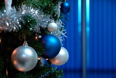 Silver and blue baubles Silver and blue baubles