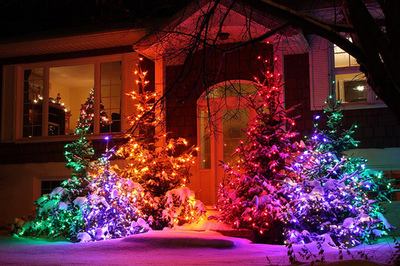 Colorful luminated home exterior Colorful luminated home exterior