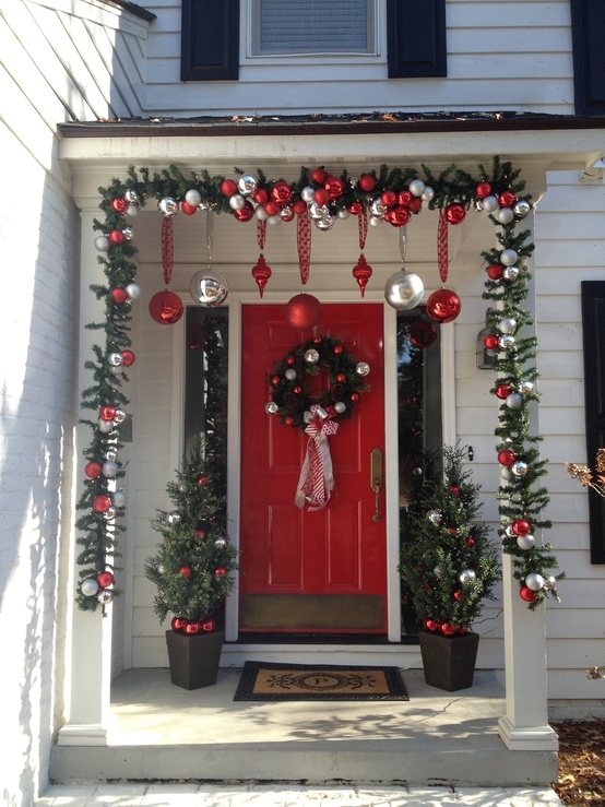 Ornament themed christmas porch