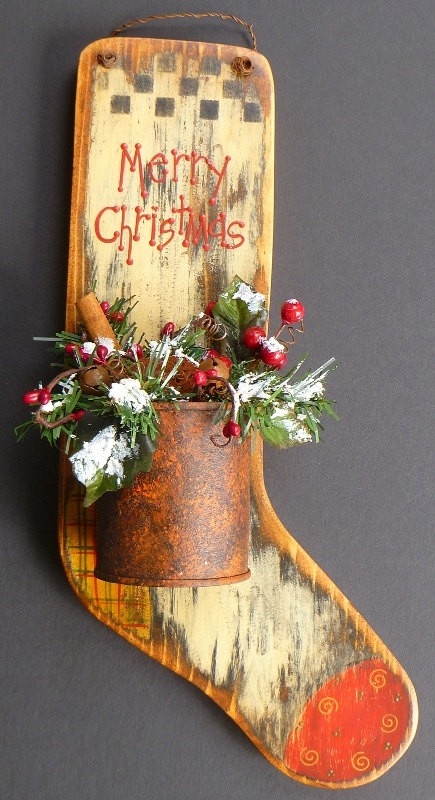 Wooden stocking plant holder