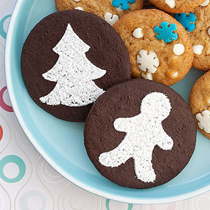 Stenciled chocolate wafers Stenciled chocolate wafers