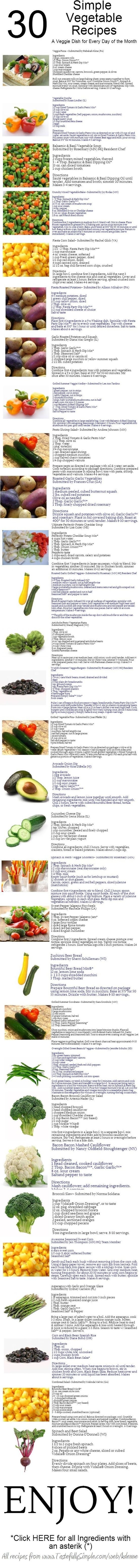 30 Simple Vegetable Recipes 30 Simple Vegetable Recipes