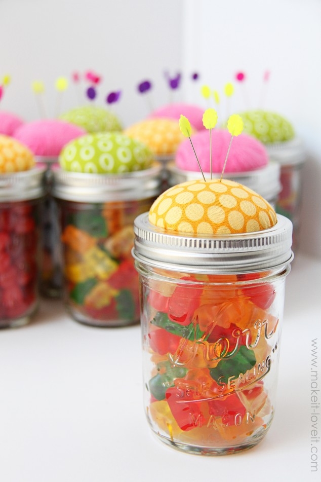 Pin cushion jars Pin cushion jars