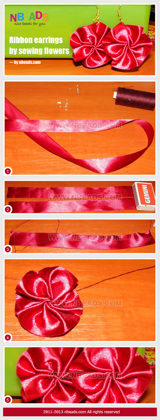 Ribbon Earrings By Sewing Flowers
