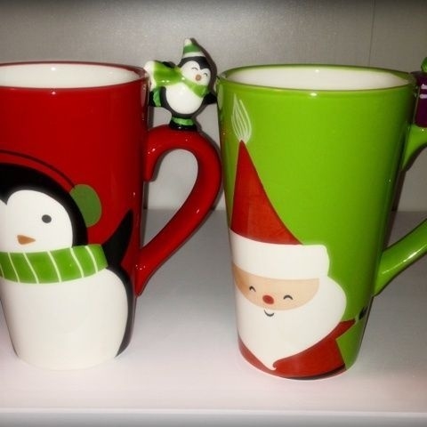 Penguin and santa mugs