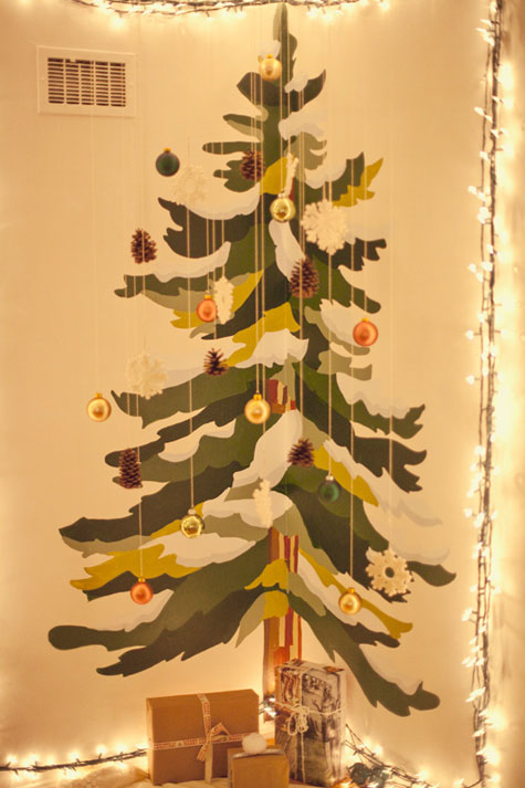 Wall painted christmas tree