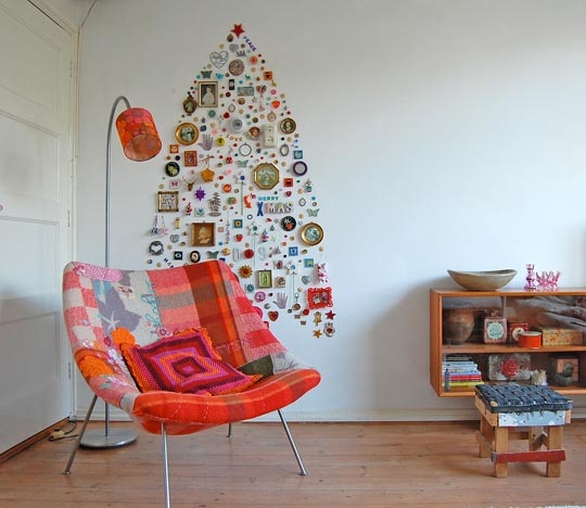 Xmas tree alternative hung on a wall