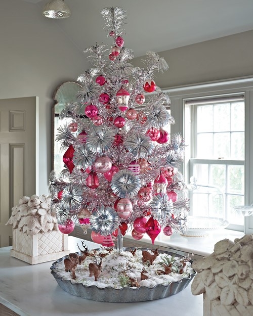 Pink ornament and silver tree