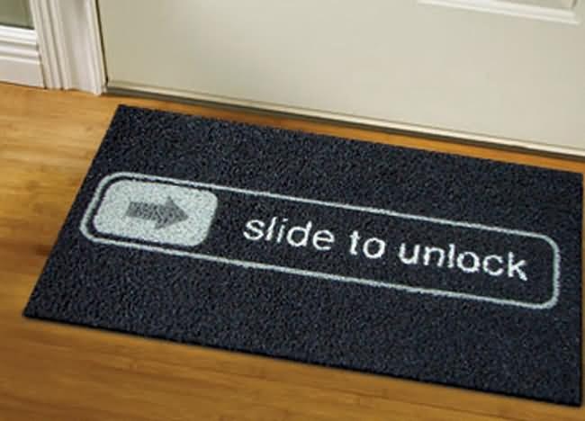 The slide to unlock doormat