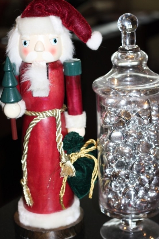 Nutcracker and jingle bell decor