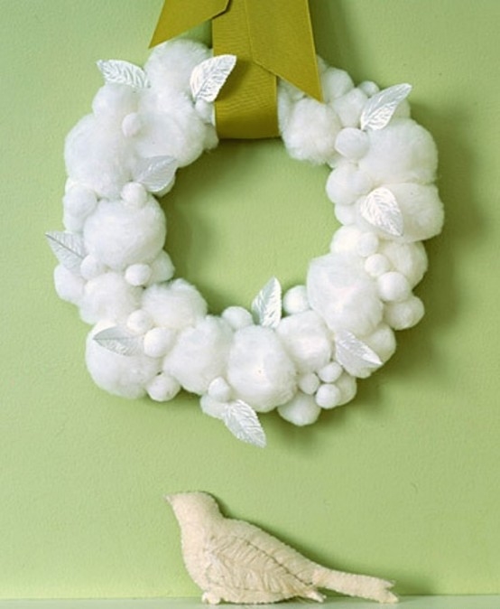 Cotton ball wreath