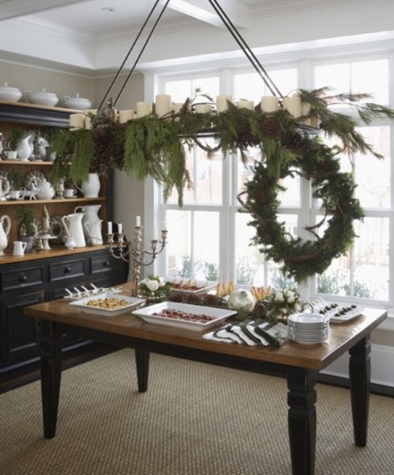 Evergreen dining wreath