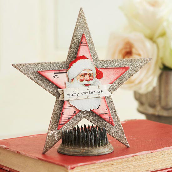 Chipboard star santa decoration Chipboard star santa decoration