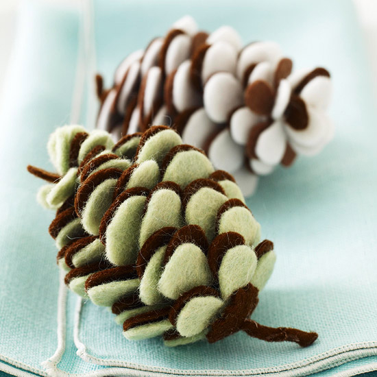 Felt pinecone christmas ornament