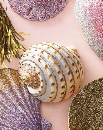 Glitter striped shell ornaments